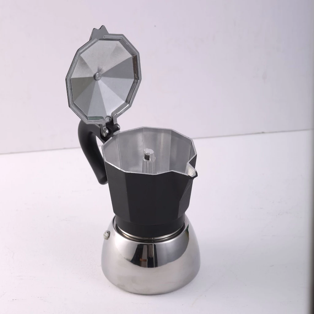 Moka Pot หม้อต้มกาแฟสด รุ่นไฮบริด หม้อ+ใส่กาแฟสแตนเลส xลอดภัย ทน ใช้กับเตาแม่เหล็กไฟฟ้า(Mag. Stove)ได้ thumbnail 5