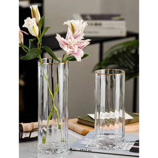 พร้อมส่ง 【Becky home shop】แจกันแก้วสไตล์ยุโรปสูง โปร่ง ใส่ดอกไม้ไว้พระ ตกแต่งห้องนั่งเล่น SAN-CCT
