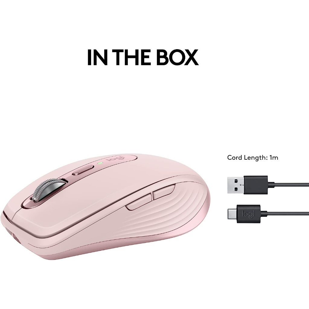 Logitech MX Anywhere 3S Compact Wireless Mouse เมาส์ไร้สายขนาดกะทัดรัด ลากเมาส์ได้บนทุกพื้นผิว คลิกเงียบ-1Y