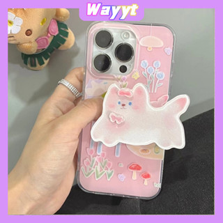 💖New💖iPhone 14 13 12 11 Pro Max เคส for เคสไอโฟน11 น่ารัก บางเบาพกพาง่าย การ์ตูน ลูกสุนัข เรียบง่าย พร้อมขาตั้ง Case