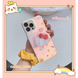 🎁ส่งของขวัญ🎁เคสไอโฟน สำหรับ 11 14 for iPhone Case 13 12 Pro Max น่ารัก คิตตี้ พร้อมขาตั้ง กันกระแทก เคสนิ่ม เคสโทรศัพท์