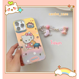 🎁ส่งของขวัญ🎁เคสไอโฟน สำหรับ 11 14 for iPhone Case 13 12 Pro Max น่ารัก แฟชั่น คิตตี้ โซ่มุก กันกระแทก เคสนิ่ม เคสโทรศัพท