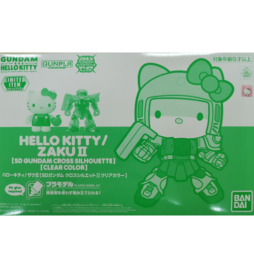 Bandai พลาโม กันดั้ม HELLO KITTY/ZAKU II [SD GUNDAM CROSS SILHOUETTE] [CLEAR COLOR] พร้อมส่ง(งานแท้)