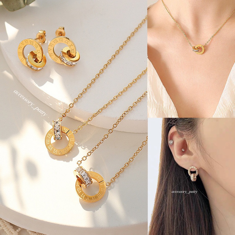💎ต่างหูเพชร รุ่นCz02 ดีไซน์ห่วงคล้องและสร้อยคอสแตนเลสเพชรcz งานทรงสวยเล่นมิติคล้องห่วงเป็นห่วงเพชรใส่สวยทุกโอกาสค่ะ