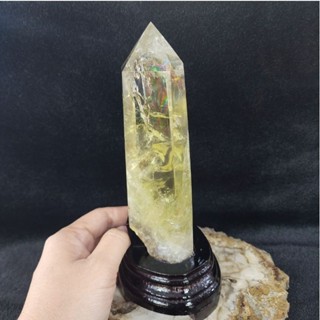 แท่งหินซินริน ผลึกหินซิตริน ซิทริน (Citrine)***มี Rainbow ประกายรุ้ง สูง 21 ซม.หน้ากว้าง 7 ซม.หนา 5.5 ซม.น้ำหนัก 750 g.