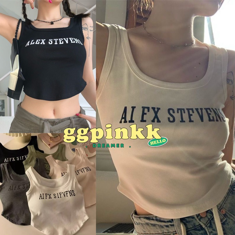 SALEพร้อมส่ง เสื้อกล้ามสายเดี่ยว y2k มีฟองน้ำ AIFX SIFVFNS