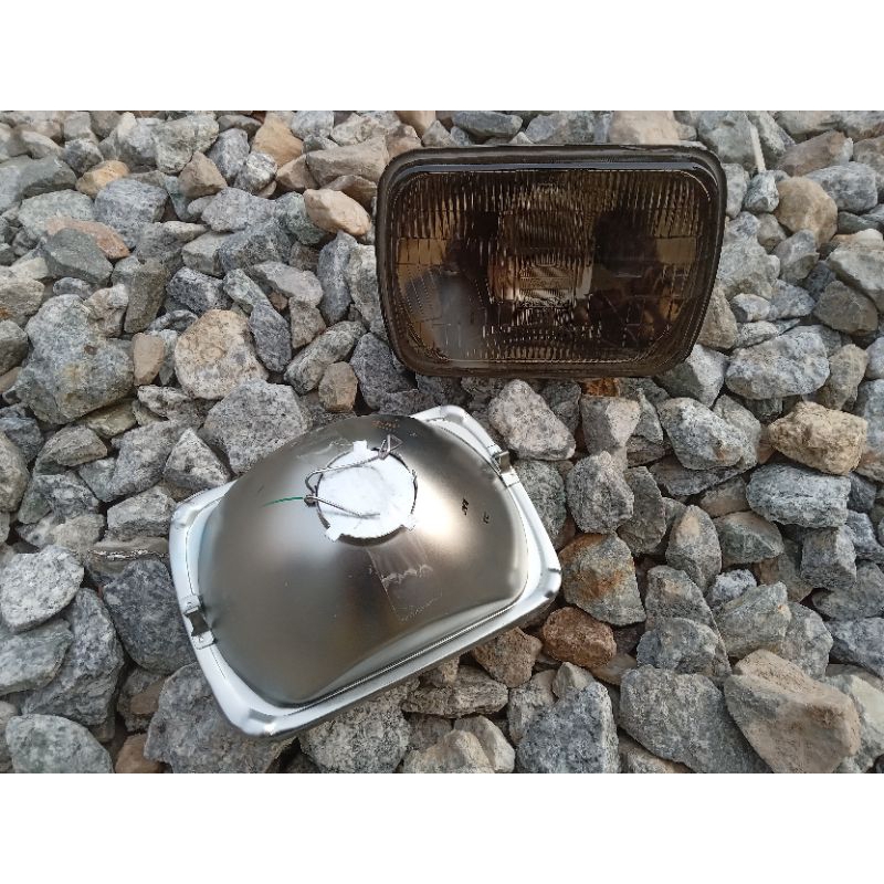 1คู่ ไฟหน้า KOITO โคมแก้ว สีสโมคดำ TOYOTA MR-2 mighty-x ตาลึก NISSAN Big-M Mitsubishi L200 สำหรับ ไม