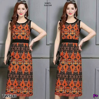 CS5240 Dress เดสรแขนกุดลายกราฟฟิกแฟชั่นเกาหลี Korean fashion graphic sleeveless dress