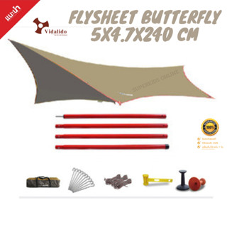 Flysheet Vidalido Tarp ฟลายชีท ทาร์ป ทรงผีเสื้อ ทรงคางหมู ขนาด 5x4.7x2.4 เมตร สินค้าพร้อมส่งจากไทย