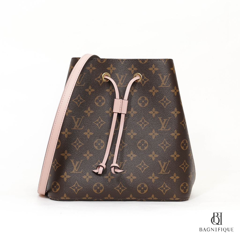 NEW LV NEO NOE MM BLACK MONOGRAM PINK CANVAS GHW MICROCHIP