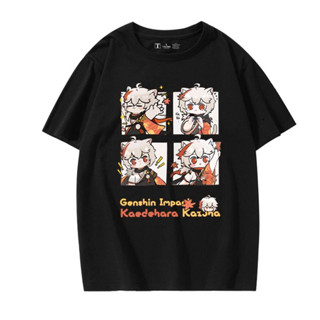 เกม Genshin Kaedehara Kazuha เสื้อยืดแขนสั้นน่ารักตัวละครเกมพิมพ์ผ้าฝ้ายแขนสั้นแนวโน้ม