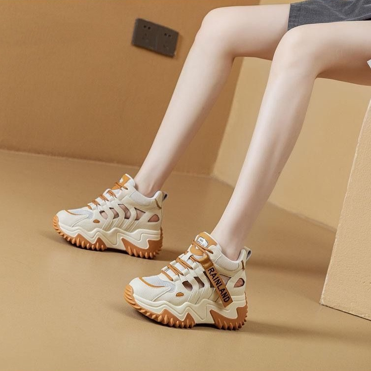 พร้อมส่ง🚚🍈รองเท้าส้นตึก รองเท้าผ้าใบผู้หญิง สูง6cm size 35-40💕รองเท้าแพลตฟอร์มแฟชั่นสตรี เบา นุ่ม ใส่สบาย