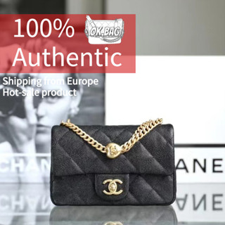 👜ชาแนล CHANEL 23P Caviar cowhide small flip chain bag สุภาพสตรี กระเป๋าสะพายไหล่