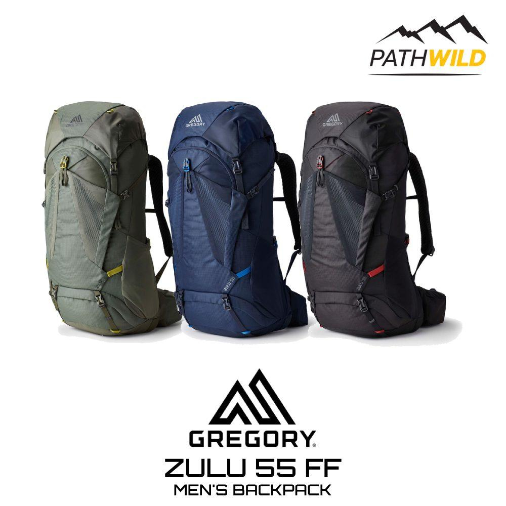 เป้แบ็คแพ็ค GREGORY ZULU 55 FF มีซิปด้านหน้ารูปตัว U เปิดได้กว้าง โครงหลังระบบกระจายน้ำหนักแบบ DYNAM