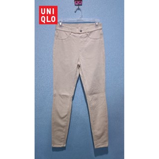 กางเกงผ้ายืด uniqlo ไซส์ M HEATTECH สกินนี่ สีขาว Off White