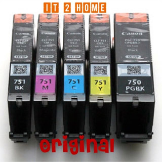 Canon ตลับหมึกแท้CANON 750+751 ยกชุด5ตลับ nobox (750BK,751BK,C,Y,M) NOBOX