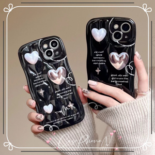 เคสไอโฟน iphone 11 14 Pro Max ความคิดสร้างสรรค์  ระลอกน้ำ รูปหัวใจ ขอบเต็ม ป้องกันการตก iphone 12 13 Pro Case for iPhone