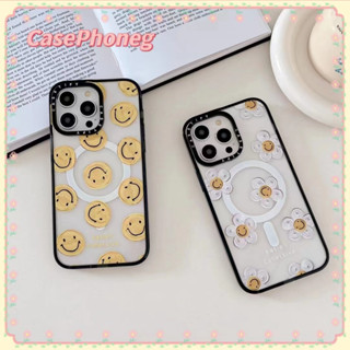 🍑CasePhoneg🍑ป้องกันการหล่น ขอบดำ 11 14 pro max น่ารัก เคสใส ใบหน้าที่ยิ้ม การ์ตูน ดอกไม้ รุ่นคู่ case for iPhone 12 13