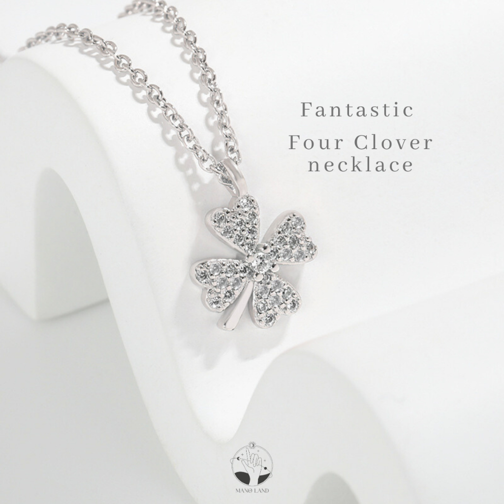 MNL Fantastic Four Clover จี้ใบโคลเวอร์ 4 แฉกแห่งโชคลาภ สร้อยคอแฟชั่น เงินแท้ เครื่องประดับผู้หญิง สไตล์เกาหลี มินิมอล