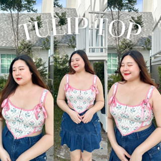 TULIP🌷 เสื้อครอปตะขอหน้าแต่งริบบิ้นทรงคอร์เซ็ทผ้าหนานุ่มน่ารักมากๆ