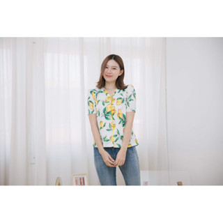 Mommade-เสื้อให้นม ชุดให้นม Lemon Bow Top