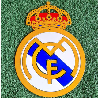 โลโก้Real Madrid วัสดุเหล็กตัดเลเซอร์ขนาดสเกลยาว 60 ซมความกว้าง43cm เหล็กหนา 3 มิล หนัก 4 kg เทำสีเหมือนจริงแข็งแรงคงทน