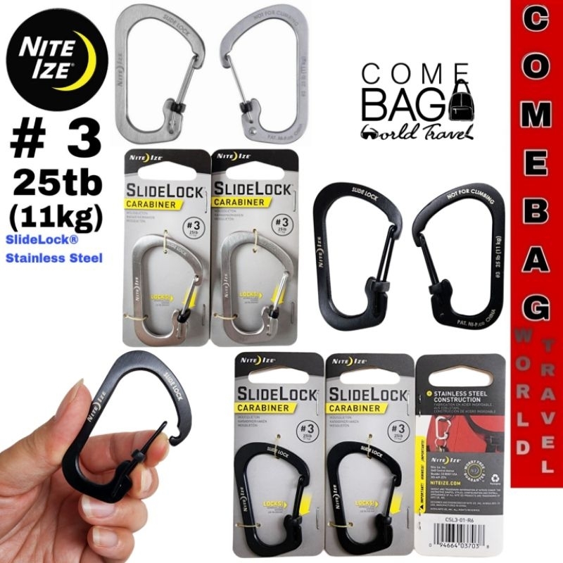 คาราบิเนอร์ SlideLock® Stainless Steel #3 จากNite Ize ของแท้‼️แบรนด์อเมริกา🇺🇸🇺🇸