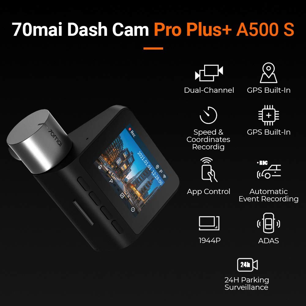 70mai Pro Plus Dash Cam A500s 1944P + กล้องหลัง RC06 Built-In GPS 2.7K