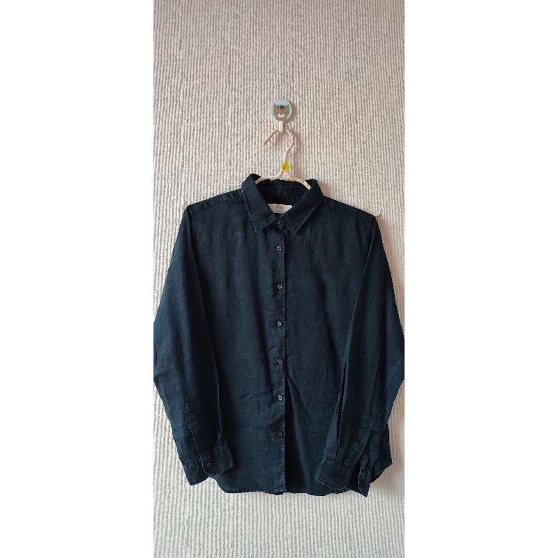 เสื้อเชิ้ตผ้าลินิน Uniqlo ผู้หญิง สีดำ