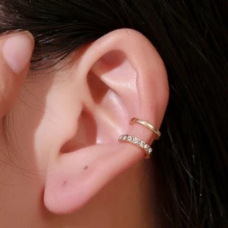 (ราคาต่อ1ข้าง)พร้อมส่ง ต่างหูแบบหนีบไม่ต้องเจาะ Earcuff สไตส์เกาหลี คุณหนู ต่างหูเพชร