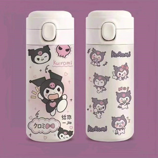 Sanrio 420ML แก้วน้ําสเตนเลส กระติกน้ําร้อน Kuromi ลายการ์ตูนน่ารัก  ความจุขนาดใหญ่ แบบพกพา ของขวัญสําหรับเด็กนักเรียนผู้หญิง