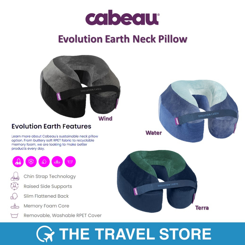 CABEAU Evolution Earth Neck Pillow หมอนรองคอ มีสายรองคาง ปลอกหมอนผลิตจากวัสดุรีไซเคิล RPET