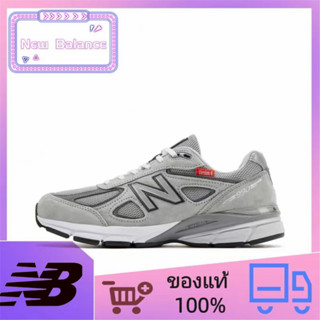 ของแท้ 100% New Balance NB 990V4 "version series" การดูดซับแรงกระแทกสบาย ๆ รองเท้าวิ่งต่ำ unisex สีเทา