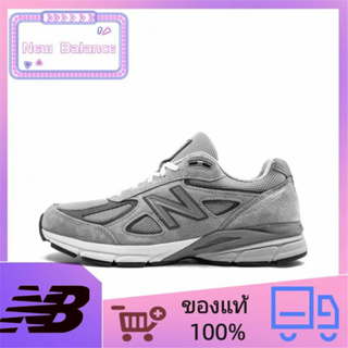 ของแท้ 100% New Balance NB 990 V4 รองเท้าวิ่งส้นเตี้ยทนการสึกหรอทุกคู่ชายและหญิงสไตล์เดียวกันสีเทา