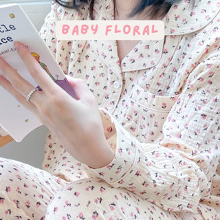 — Baby floral pajamas 🌸💖✨ ชุดนอนแขนยาวขายาวลายดอกไม้จิ๋ว