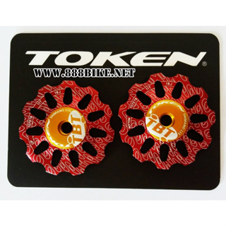 ลูกรอกตีนผี ลูกกลิ้งตีนผีหลังเซลามิค TOKEN CERAMIC TK1731-TBT-RED (SRAM/SHIMANO) 11T+11T