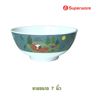 Srithai Superware ชามเมลามีน ชามลึก ชามกลม ขนาด 7 นิ้ว  ลายลิขสิทธิ์สนูปปี้ - Snoopy Happy Campers