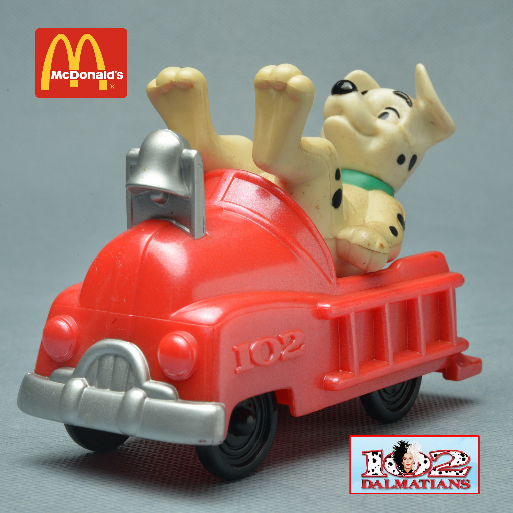 Fast Food Toys - DISNEY 102 DALMATIANS DOG ROLLING ON FIRE TRUCK, McDonald Toy 2000 (Happy Meal)