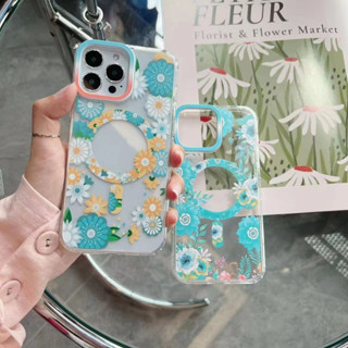 มาไหม่ เคสแม่เหล็ก เคสลายดอกไม้ ใช่สำหรับ iPhone 14 13 12 11 Pro Max ใช่สำหรับ ไอโฟน 14 pro max 14plus 13 13pro  เคส TPU