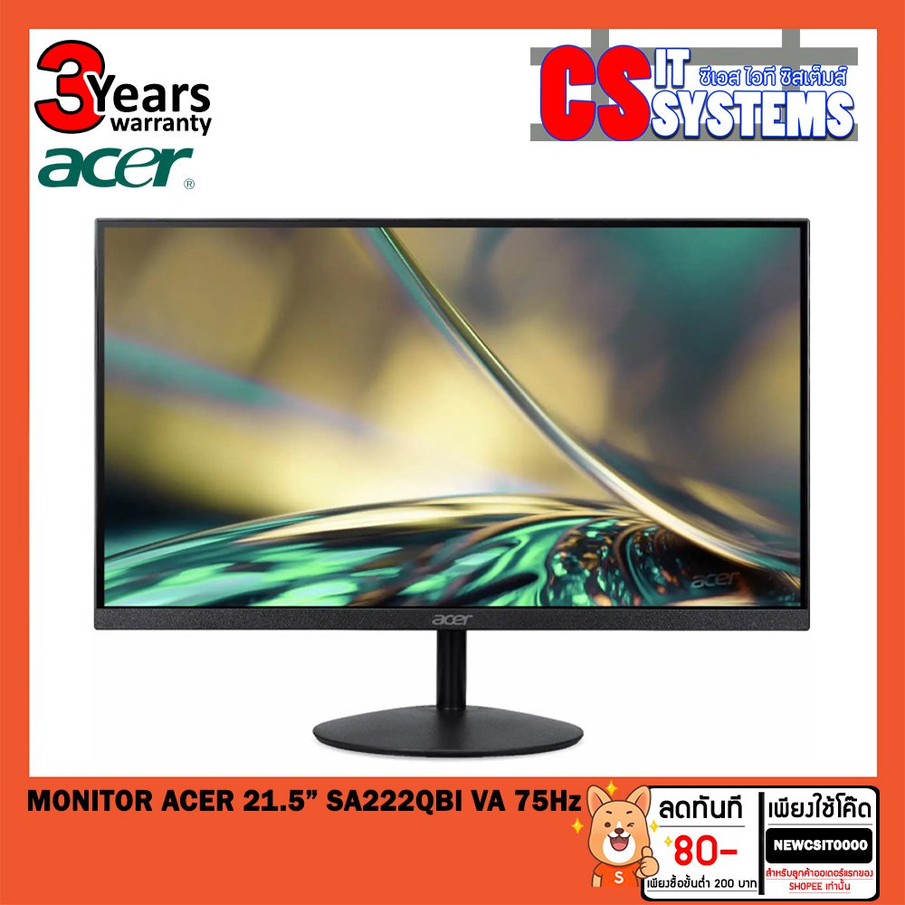 MONITOR (จอคอมพิวเตอร์) ACER 21.5 INCH SA222QBI VA 75Hz