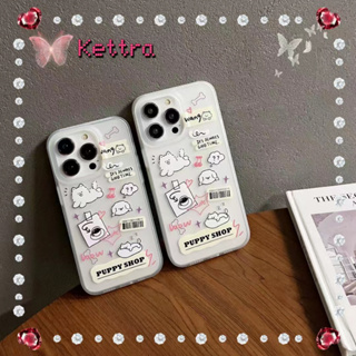 💜Kettra💜ขอบเต็ม ป้องกันการหล่น เคสใส 11 14 pro max การ์ตูน ลูกสุนัข เรียบง่าย ความคิดสร้างสรรค์ case for iPhone 12 13