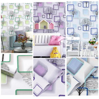 วอลล์เปเปอร์ติดผนัง ลายกราฟฟิก มีกาวในตัว ติดเองได้เลย(45 cm…