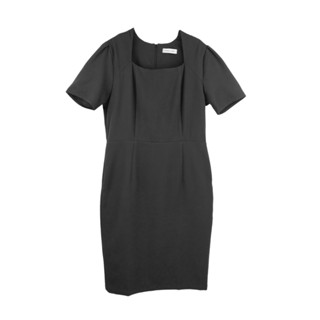 Dress Code เดรสคอเหลี่ยมแขนสั้น | Square Neck Short Sleeve Dress ชุดเดรสทำงาน สีดำ