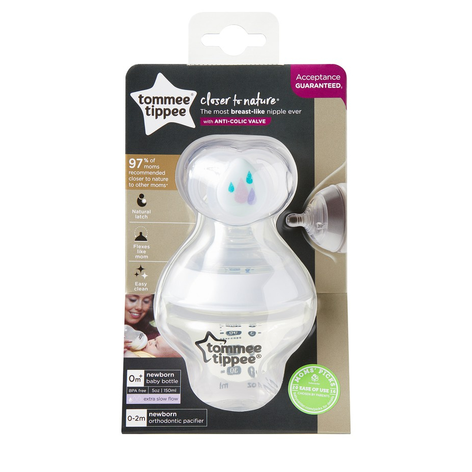 Tommee Tippee 150ml Bottle0-2m Soother ขวดนม ทอมมี่ ทิปปี้  Closer to Nature ขนาด 5 oz +จุกหลอกเด็กแ