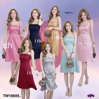 TW18695 Dress ชุดเดรสสั้น สายเดี่ยวแบบผูกไหล่ทั้ง2ข้าง