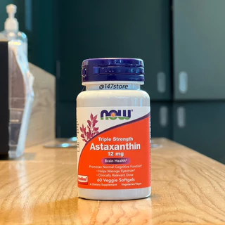 [แท้100%] NOW AstaReal® แอสตาแซธิน 12 มก., Astaxanthin 12 mg, Triple Strength Veggie Softgels, 60 ซอฟเจล