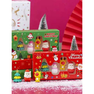 ยางลบแพ็ค 4 ชิ้น  Paing Merry Christmas Santa Claus Pencil Erase กล่องสีแดง