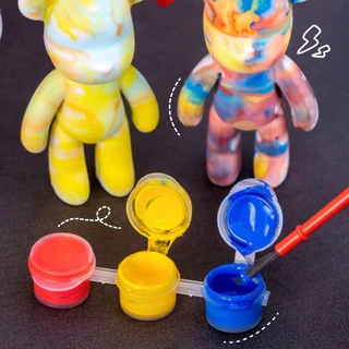 ชุดระบายสีรูปปั้นตุ๊กตาหมี พร้อมที่ห้อยพวงกุญแจ คละแบบ คละสี เซ็ต 5 ,10 ชิ้น (พร้อมส่งในไทย)