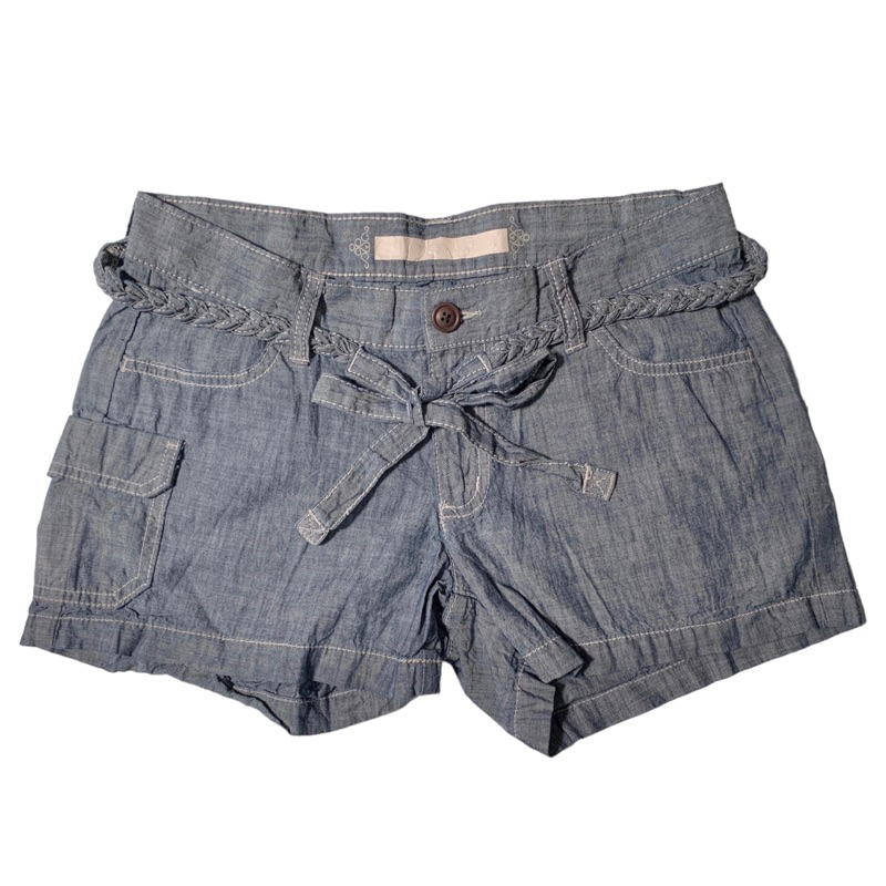 Old Navy ( SH93 ) กางเกงขาสั้น ผ้านิ่มสียีนส์ มีเข็มขัด ถักเปียแถม ของแท้ มือหนึ่ง เซลล้างสต๊อก