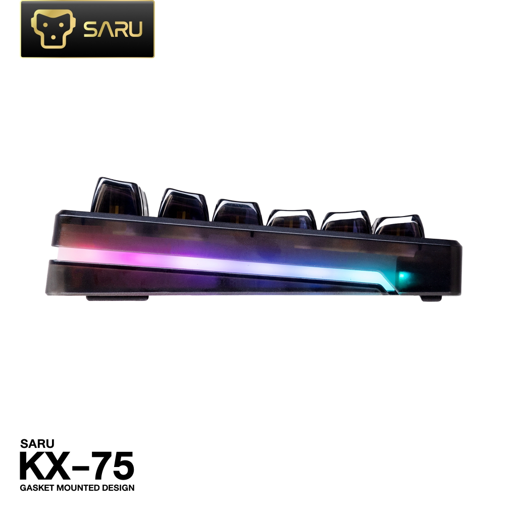[รับประกัน 1 ปี] EGA SARU คีย์บอร์ดเกมมิ่ง KX-75 Cosmic Smoke พร้อม Gateron Pro Yellow คีย์แคป KDA Profile สีใส
